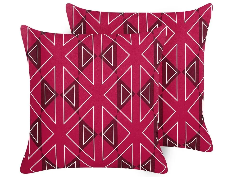 Gartenkissen 2er Set MEZZANO Geometrisches Muster 45 x 45 cm Rosa mit 120 kg Belastbarkeit