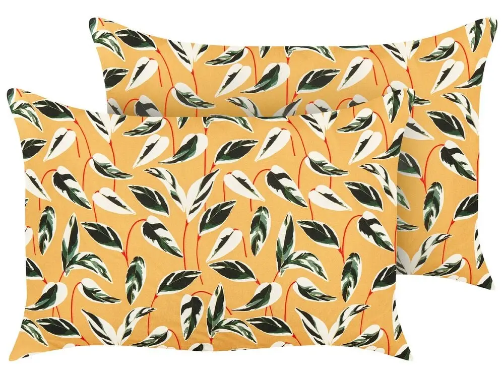 Gartenkissen 2er Set TAGGIA Pflanzenmuster 40 x 60 cm Gelb