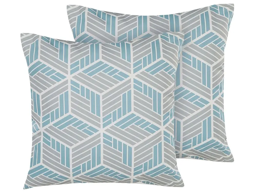 Gartenkissen 2er Set VEGGIO Geometrisches Muster 45 x 45 cm Bunt aus Acacia-Holz