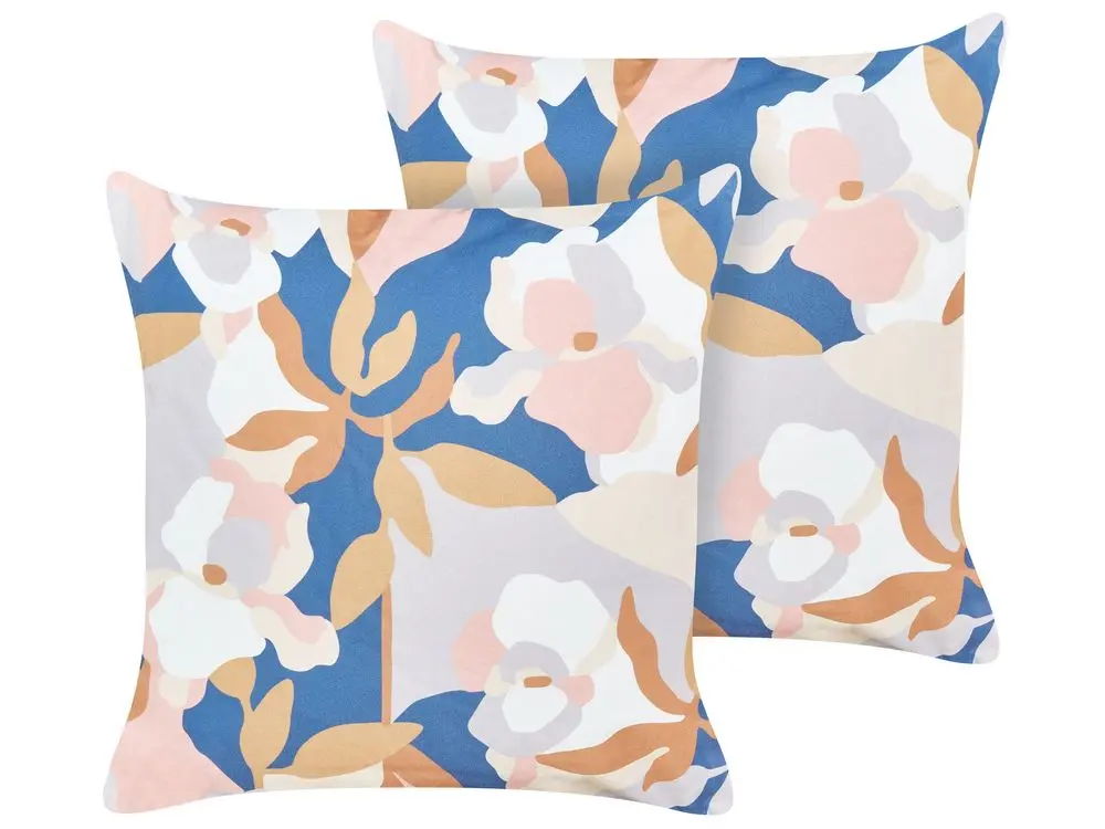 Gartenkissen 2er Set VEREZZI Blumenmuster 45 x 45 cm Bunt mit Armlehnen