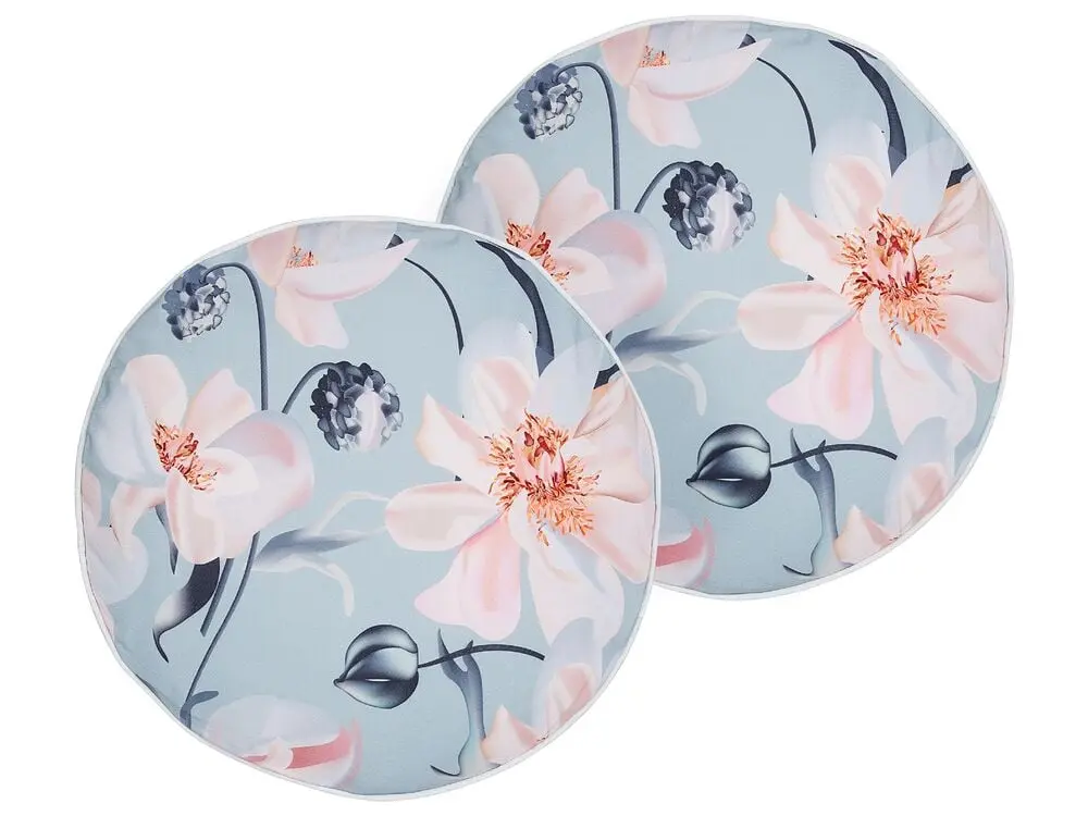 Loungesessel- Gartenkissen 2er Set APRICALE Blumenmuster 40 x 40 cm Blau