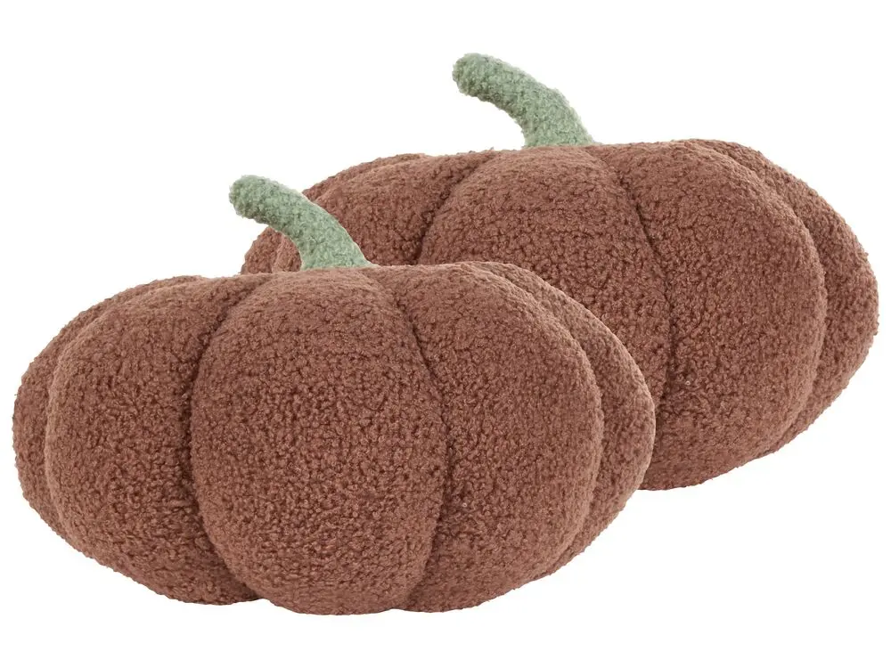 Stapelbare Bouclé Kissen Kürbisform ⌀ 28 cm Braun 2er Set MUNCHKIN