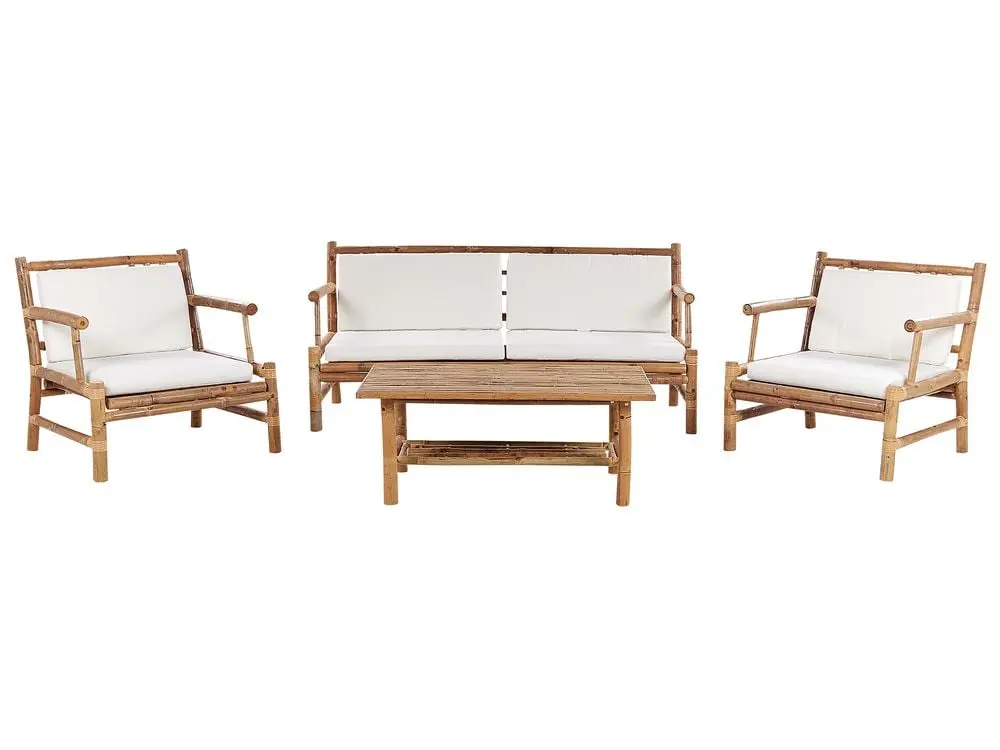 Garden Lounge Set Table 4 Seater RICCIONE Bambusholz Wood Light Brown