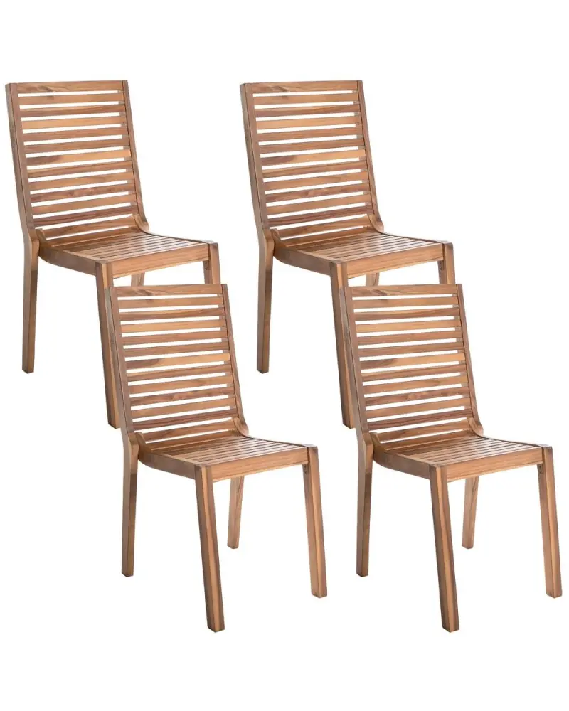 Set 4 Garden Chairs OMBRIANO Geprüft Acacia Wood Light Brown