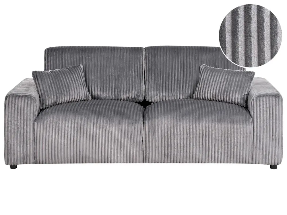 3-Sitzer Jumbo Cord Sofa Grau SANDORA