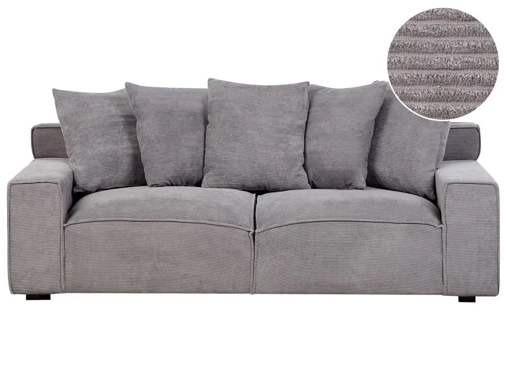 3-Sitzer Sofa Cord dunkelgrau mit Kissen VISKAN ohne Montage