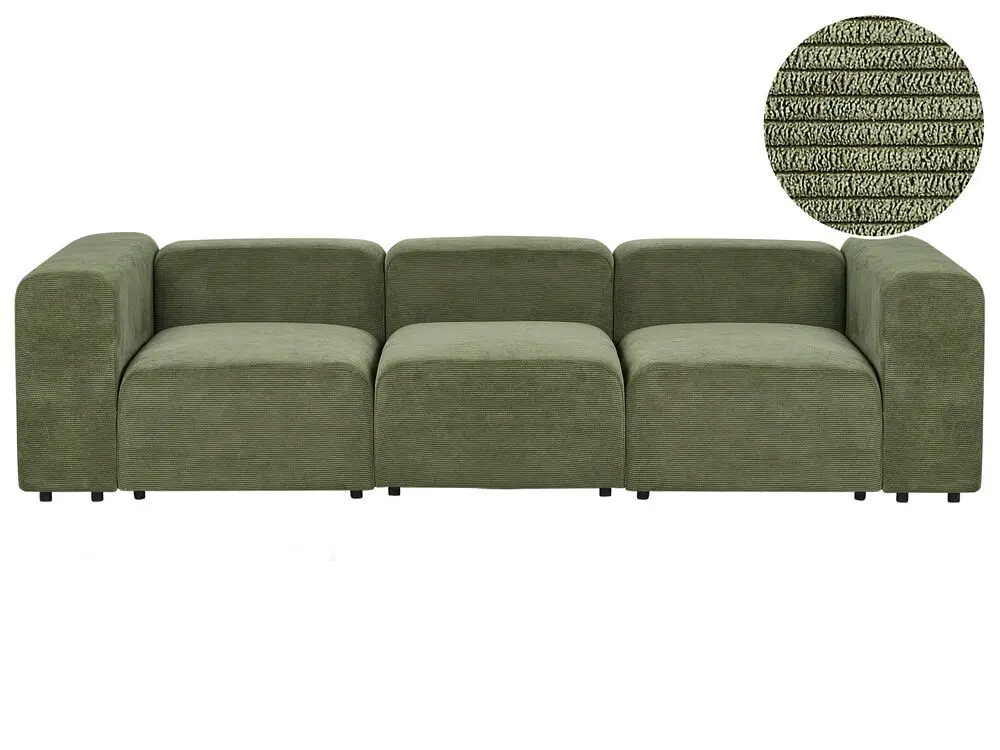 3-Sitzer Sofa Cord grün FALSTERBO Dunkelbraun und Beige