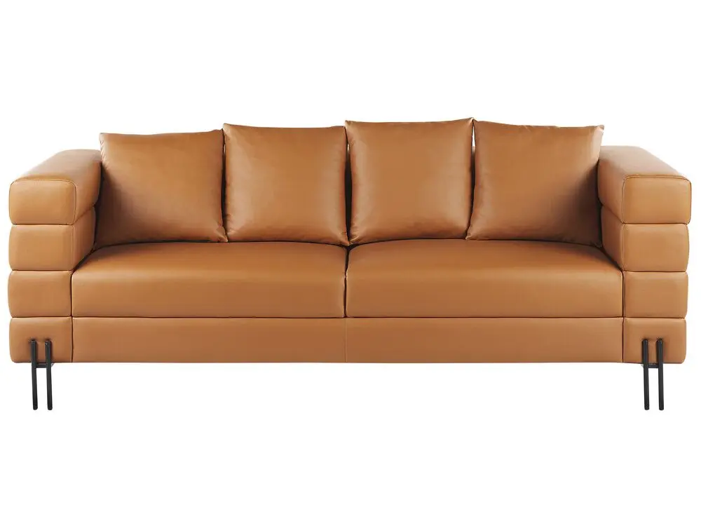 3-Sitzer Sofa Kunstleder hellbraun GRANNA | Schneller Versand