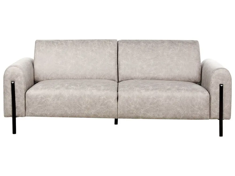 3-Sitzer Sofa Lederoptik hellgrau ASKIM aus strapazierfähigem Kunststoff