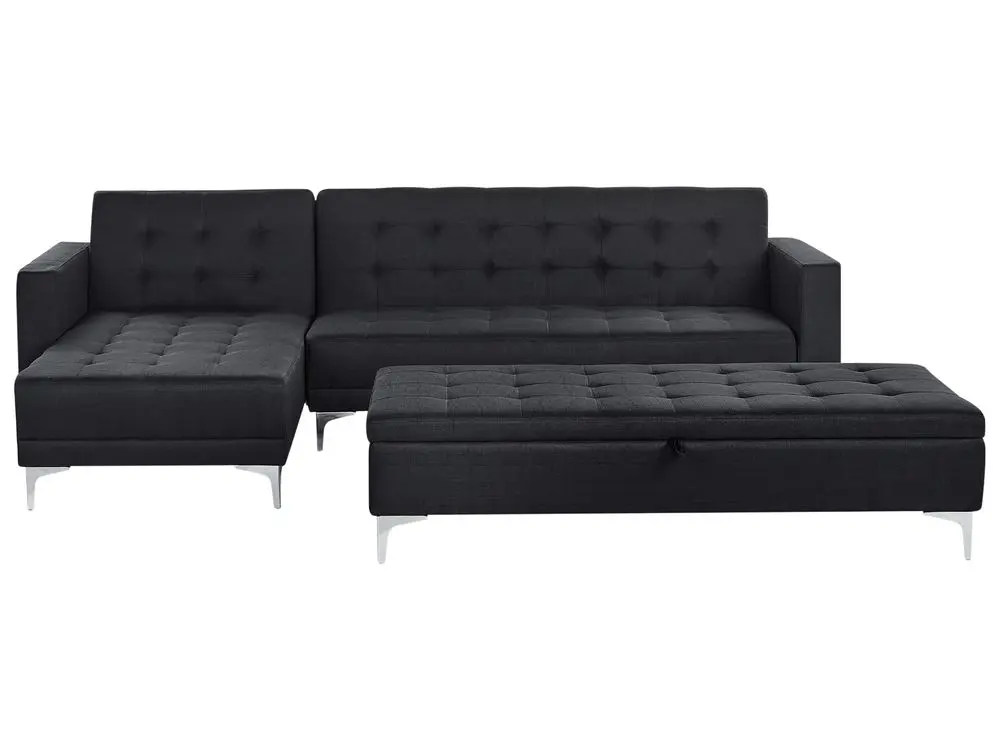 4-Sitzer Schlafsofa Stoff graphitgrau rechtsseitig mit Ottomane ABERDEEN mit Quick-Release-System