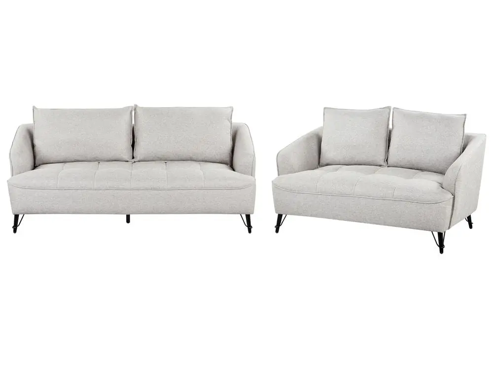 5-Sitzer Sofa Set Stoff grau HOBRO aus Acacia-Holz