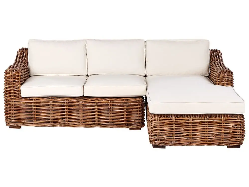 Bequeme Garten Ecksofa 3-Sitzer BRIATICO linksseitig Rattan Naturfarben