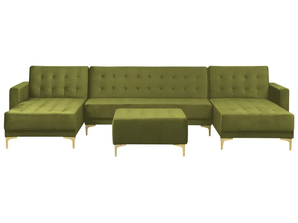 Bequeme 5 Seater U-Shaped Modular Plüsch Sofa Ottoman Green ABERDEEN