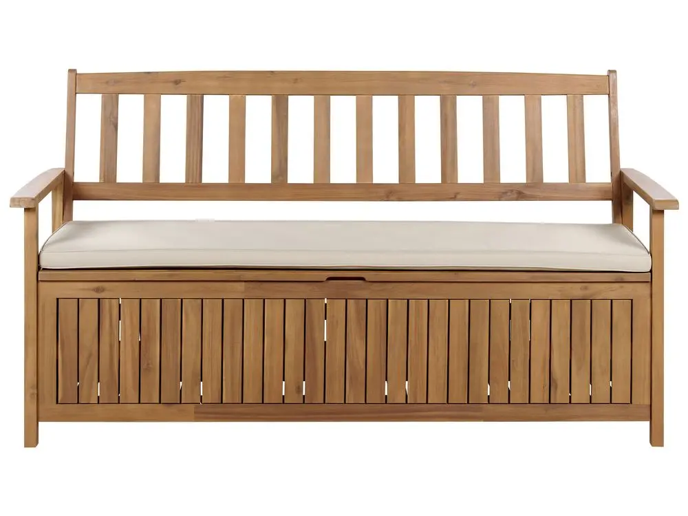 Garden Bench Cushion SOVANA 160 cm Storage Acacia Wood Taupe