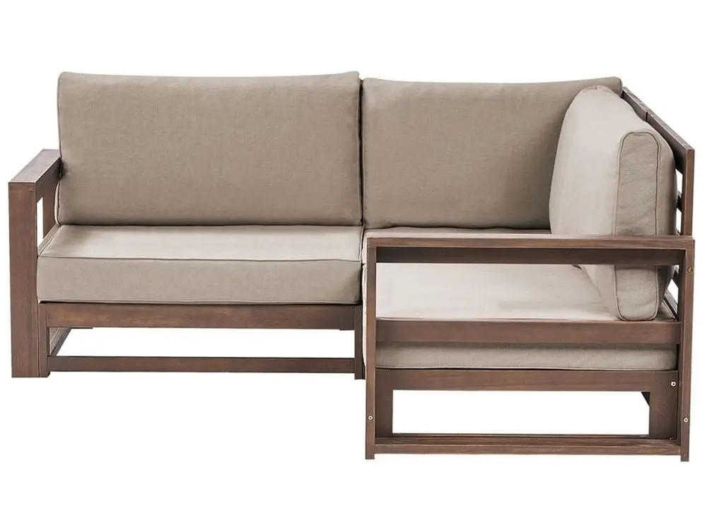 Garden Corner Sofa 2 Seater TIMOR Erweiterbar Certified Acacia Wood Dark Brown | schimmelresistent | witterungsbeständig