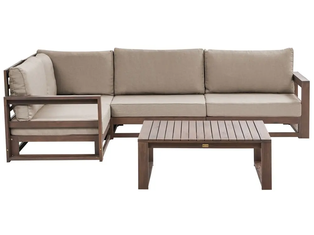 Garden Corner Sofa Table 4 Seater TIMOR Right Hand Modular Certified Acacia Wood Dark Braun mit UV-Schutz