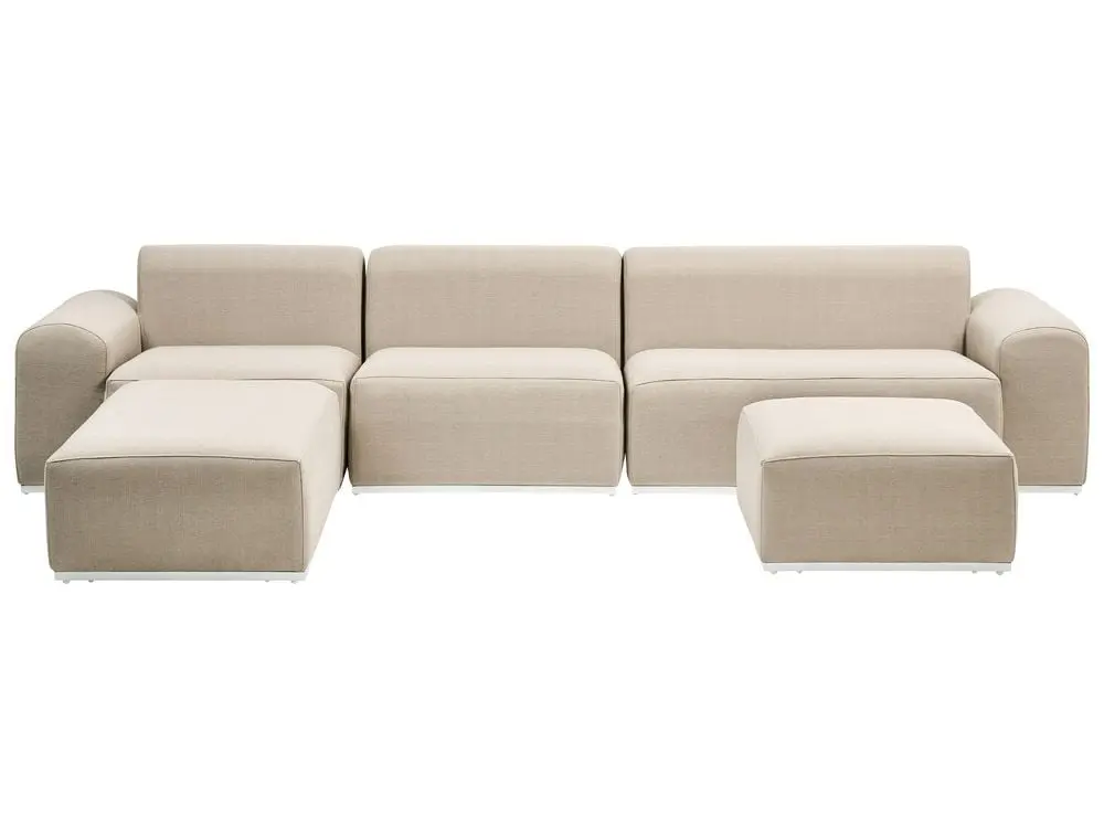 Garden Sofa Ottoman 7 Seater BATTIFOLLO Modular Sandfarben