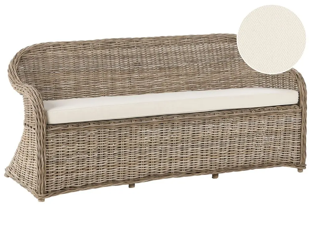 Garden Sofa 3 Seater SUSUA Rattan Naturbelassen