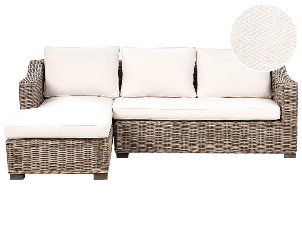 Garten Ecksofa 3-Sitzer VALLETRI rechtsseitig Rattan Grau mit 120 kg Belastbarkeit