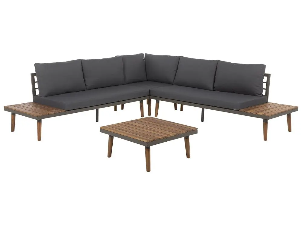 Garten Ecksofa mit Tisch 5-Sitzer CORATO Akazienholz Grau aus Acacia-Holz