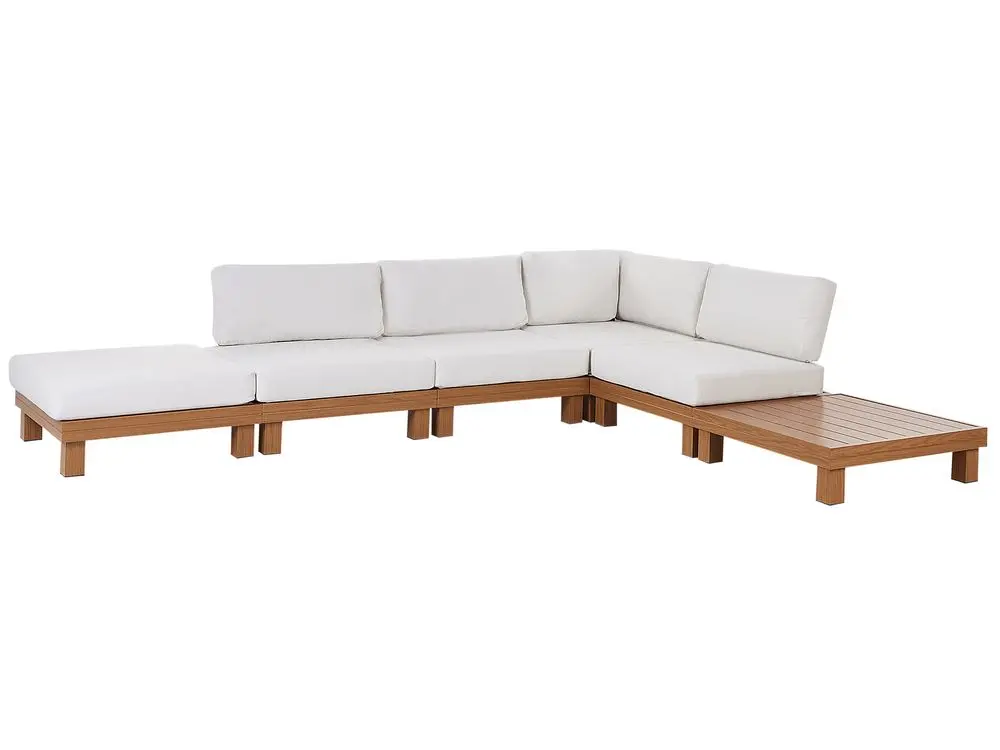Garten Ecksofa mit Tisch 5-Sitzer SANZA linksseitig bausteinartig Metall Weiß