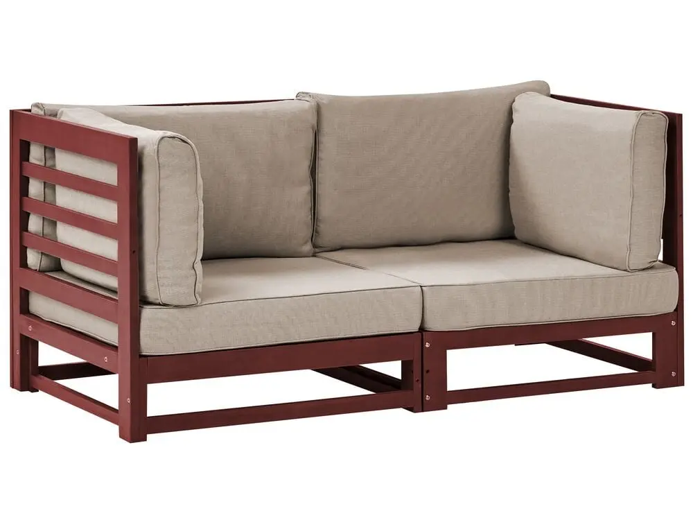 Gartensofa 2-Sitzer TRANI erweiterbar zertifiziertes Akazienholz Dunkelrot ohne Montage