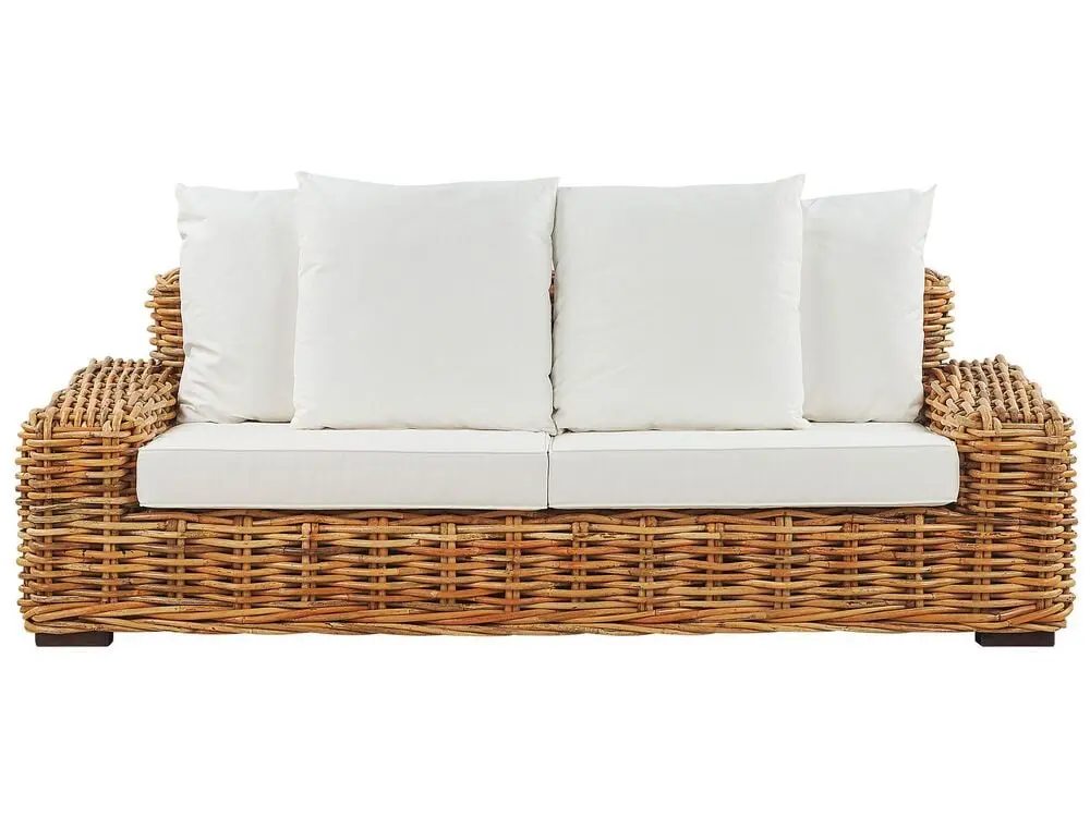 Gartensofa 3-Sitzer FORLI Rattan Naturfarben mit Quick-Release-System