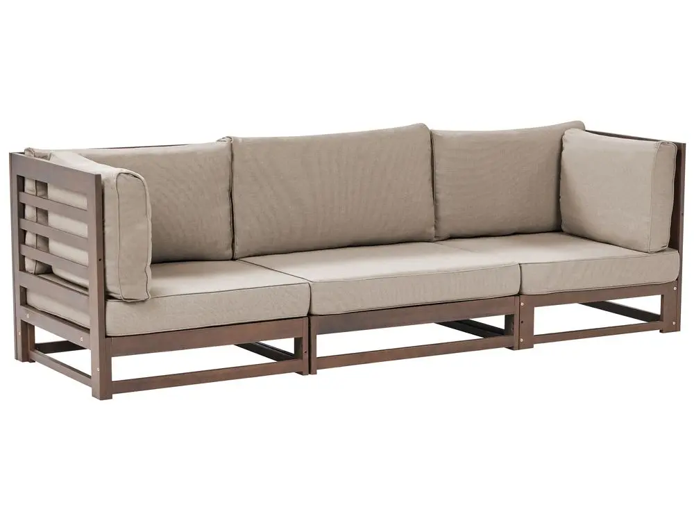 Gartensofa 3-Sitzer TRANI kombinierbar zertifiziertes Akazienholz Dunkelbraun