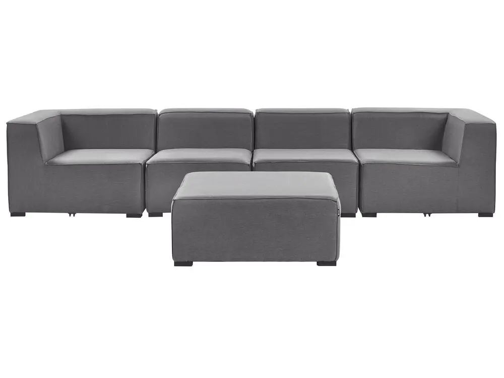 Gartensofa mit Ottomane 4-Sitzer AREZZO kombinierbar Grau
