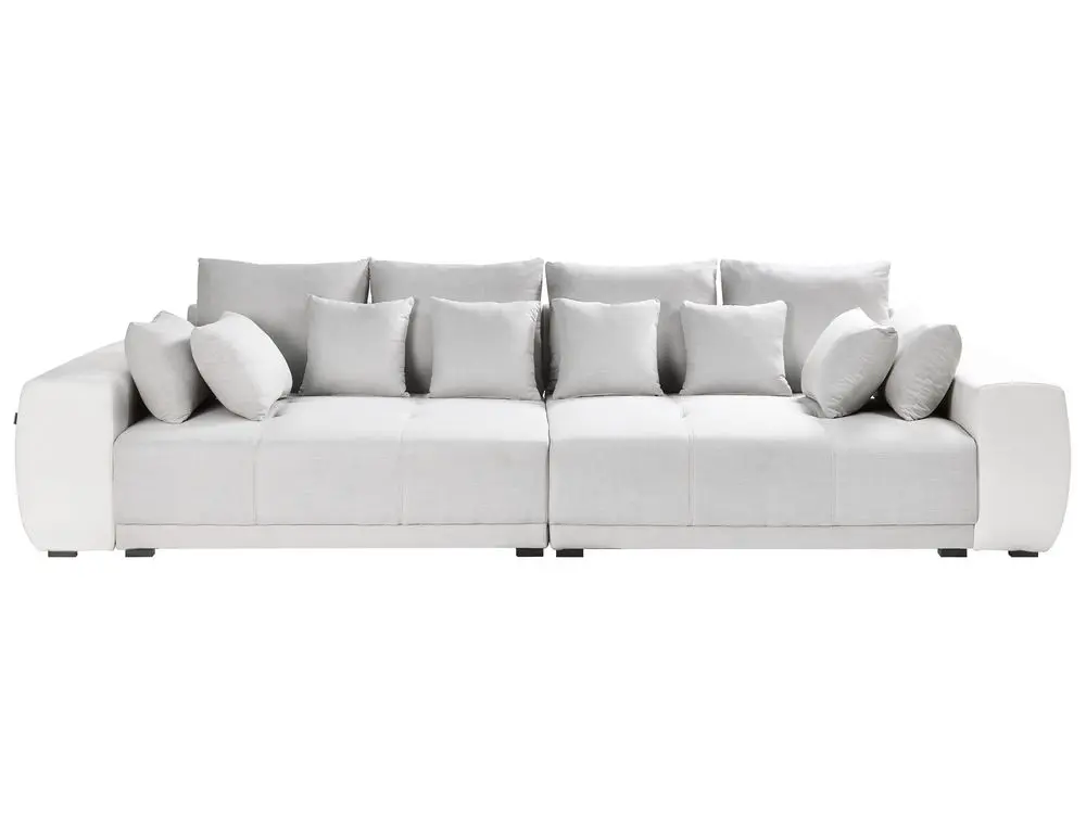 Hochwertige Rattan Wohnlandschaft hellgrau / hellbeige 4-Sitzer TORPO