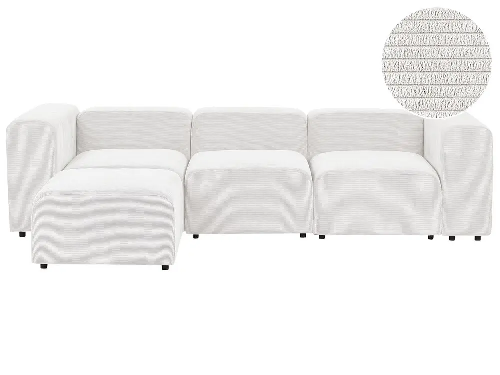 Klappbare 3-Sitzer Sofa Cord cremeweiß mit Ottomane FALSTERBO