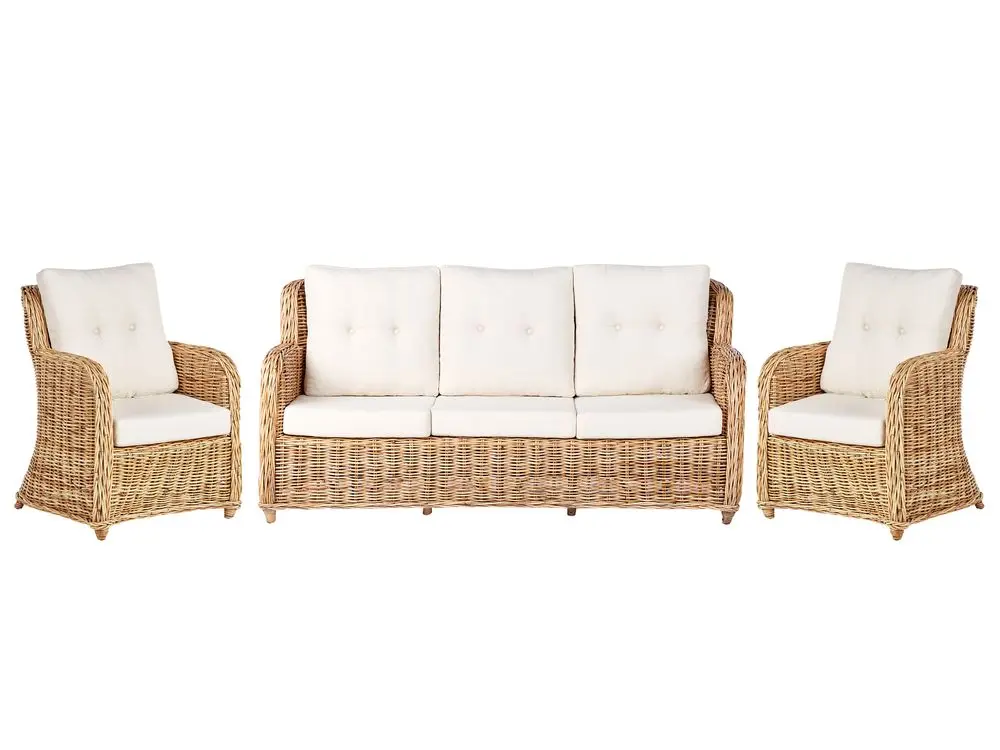 Klappbare Gartensofa Set 5-Sitzer ALESSANO Rattan Naturfarben