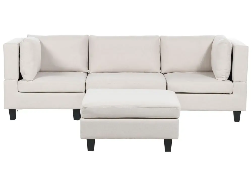 Loungesessel- 3-Sitzer Sofa Leinenoptik hellbeige mit Ottomane UNSTAD