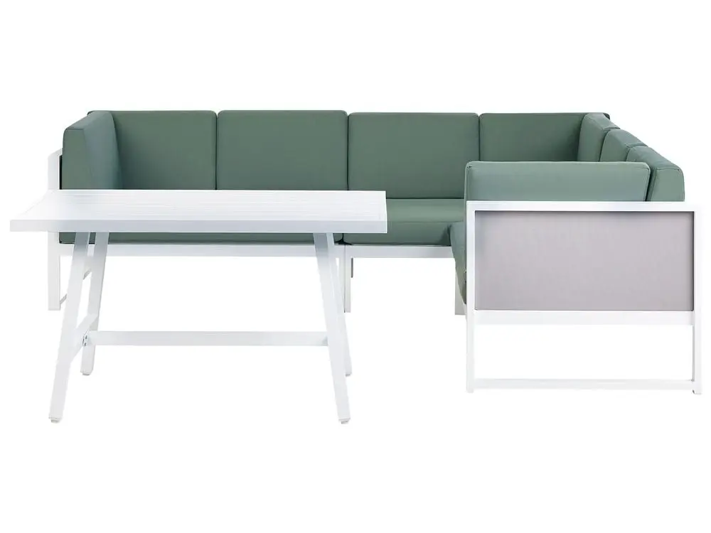 Loungesessel- Garten Ecksofa mit Tisch 6-Sitzer CASTELLA/FRATTE linksseitig Metall Grün
