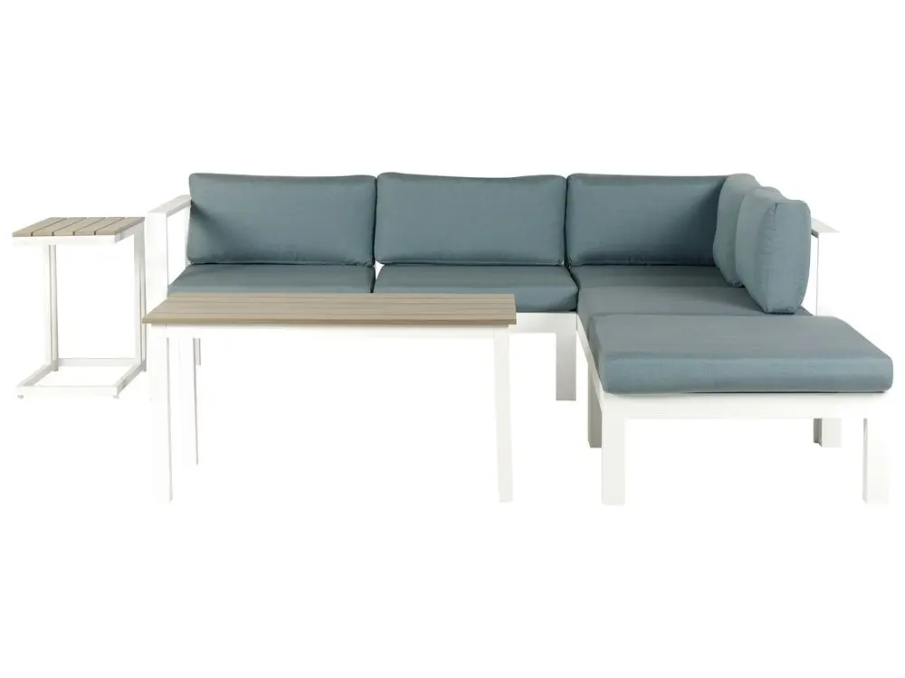 Polster- Garten Ecksofa mit Tisch 5-Sitzer MESSINA linksseitig Metall Grün