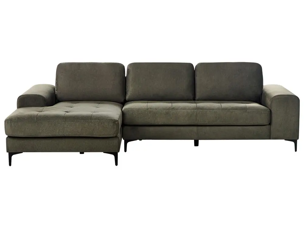 Premium Garten 4-Sitzer Ecksofa Stoff dunkelgrün / schwarz rechtsseitig KIRUNA