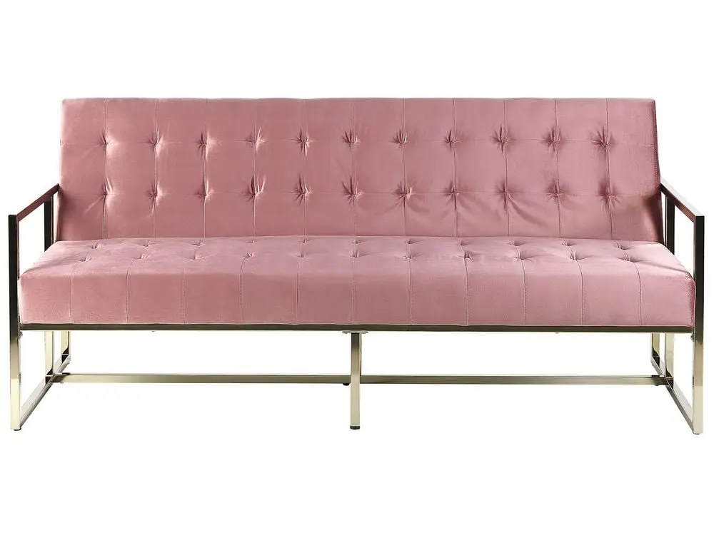 Premium Garten Schlafsofa 3-Sitzer Samtstoff rosa MARSTAL