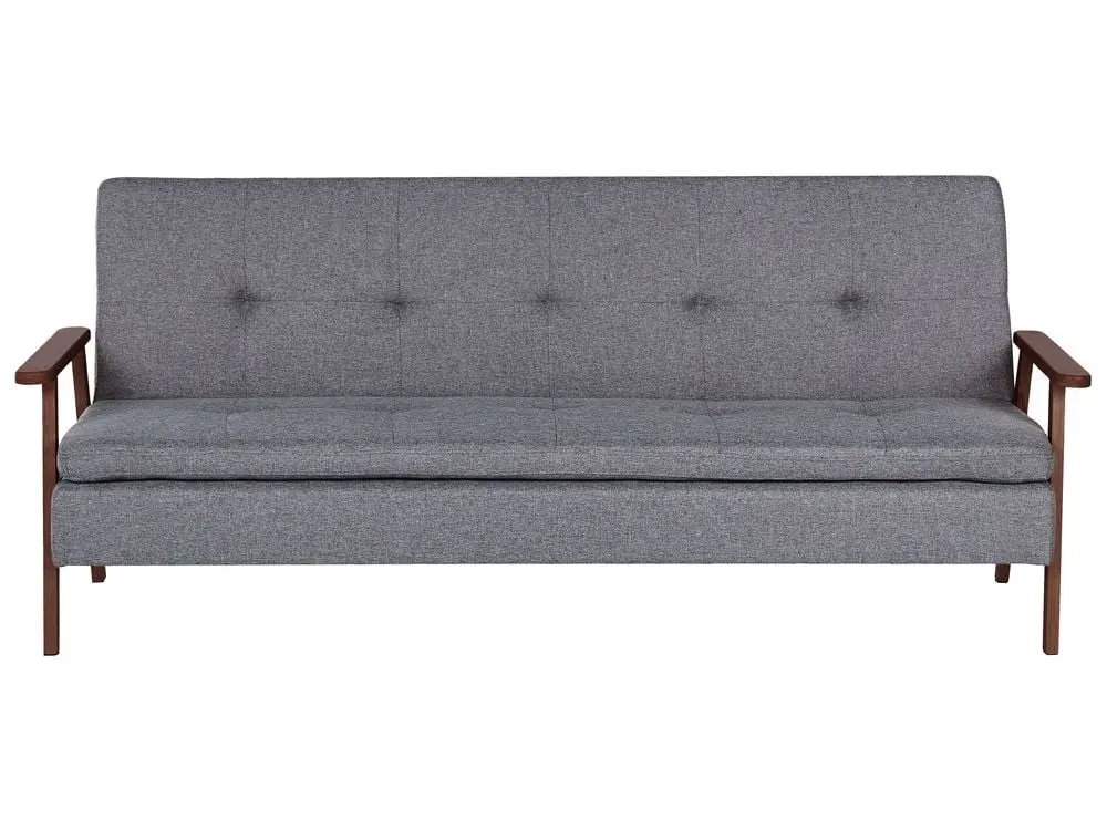 Schaukel- 3-Sitzer Schlafsofa Stoff grau / dunkler Holzfarbton TJORN