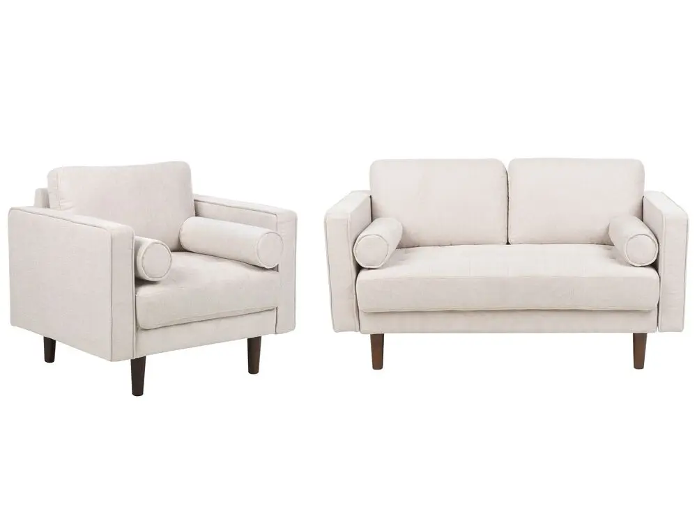 Sofa Set hellbeige 3-Sitzer NURMO aus Acacia-Holz