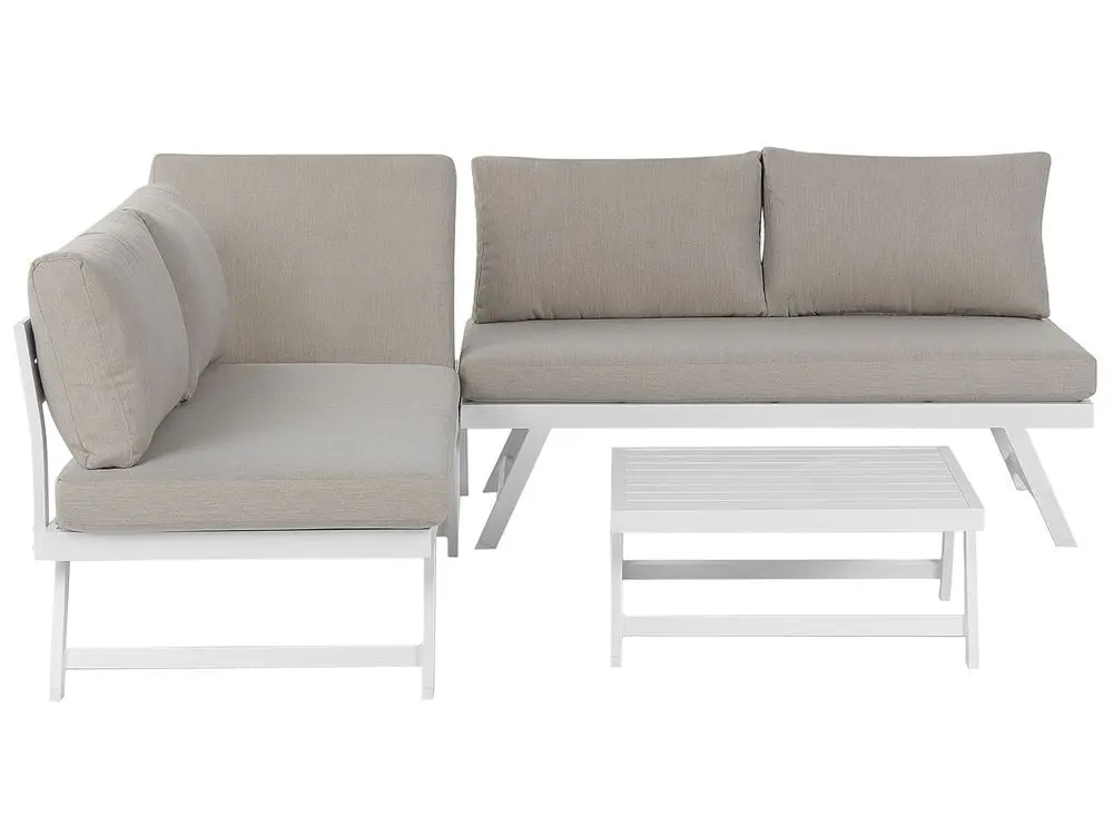 Stapelbare Garten Ecksofa mit Tisch 5-Sitzer COCCORINO Metall Taupe