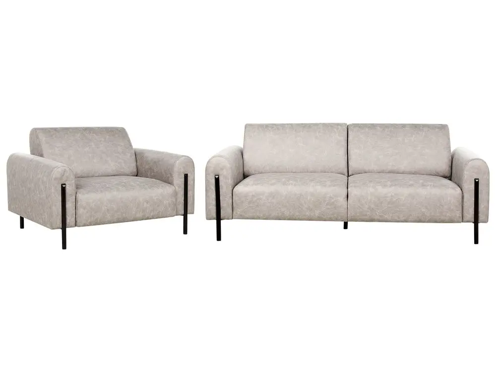 Wetterfeste 4-Sitzer Sofa Set Lederoptik hellgrau ASKIM