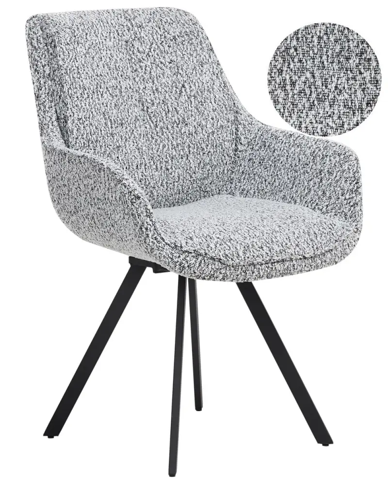 Dining Chair Schwenkbar MARCELLUS Boucle Black/ White