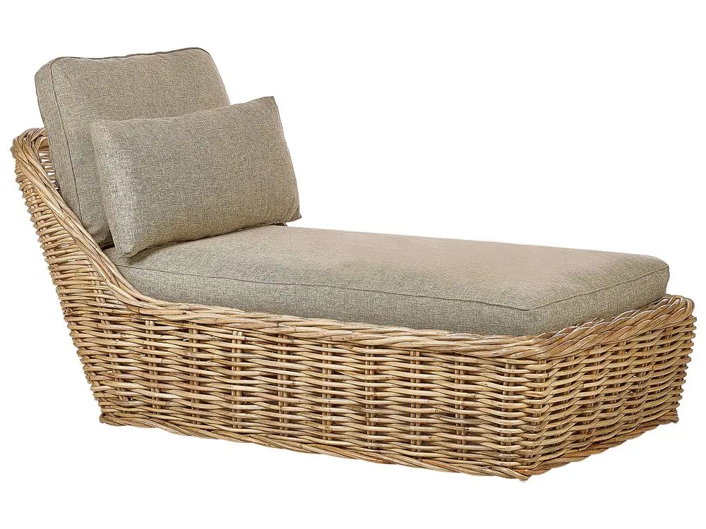 Gartenliege Rattan naturfarben Auflage taupe BELSITO