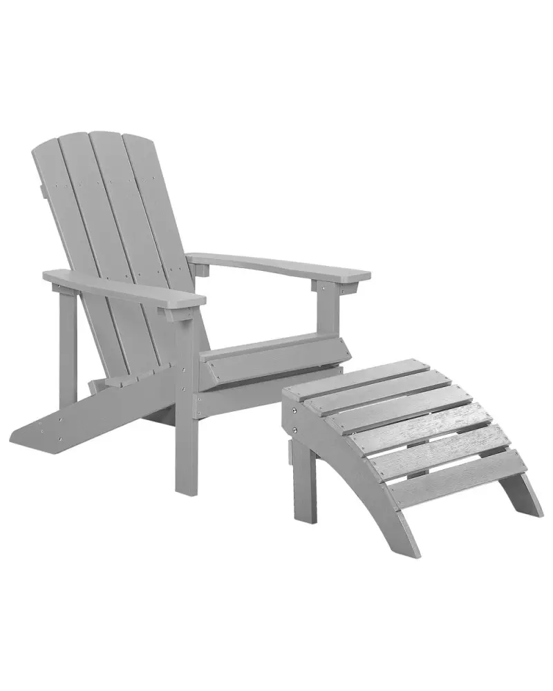 Gartenstuhl ADIRONDACK mit Fußstütze Hellgrau
