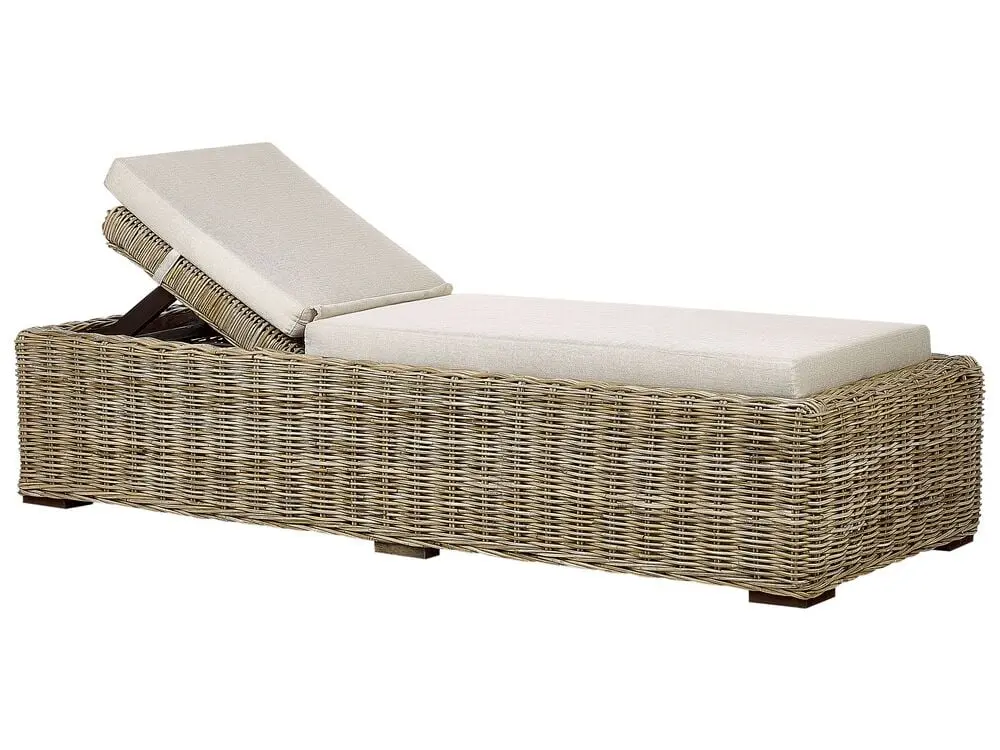 Rattan Sun Lounger Cushion Taupe PALESE