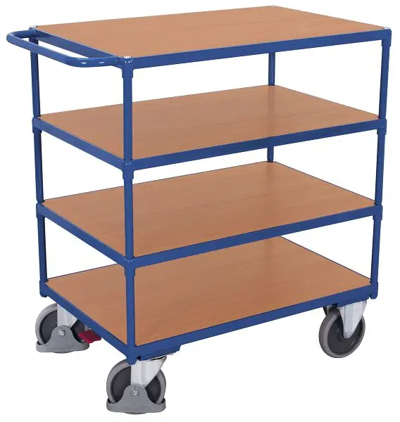 VARIOfit Schwerer Tischwagen mit 4 Ladeflächen Ladefläche: 1.000 x 700 mm RAL 5010 enzianblau sw-700.700