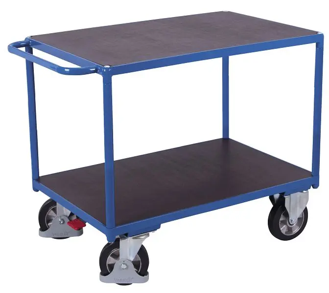 VARIOfit Schwerlast Tischwagen mit 2 Ladeflächen Ladefläche: 995 x 700 mm RAL 5010 enzianblau sw-700.530