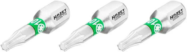 Hazet Bit Sechskant massiv 63 (1/4 Zoll) Innen TORX® Profil T10 Anzahl Werkzeuge: 3 Schlüsselweite: T10 2223N-T10/3