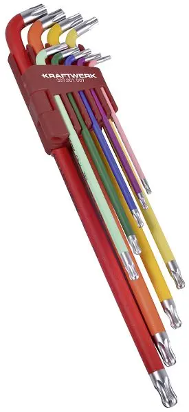 Kraftwerk Extra langer Torx-Winkelstiftschlüssel-Satz 9-teilig T10 - T50 307.801.009
