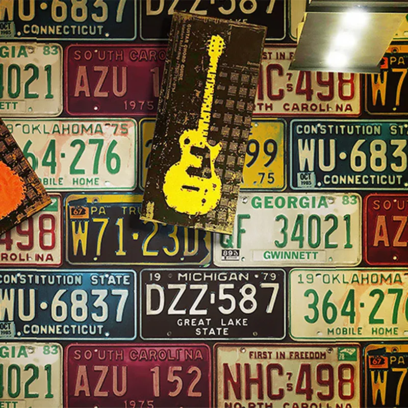 Industrielle Tapete mit europäischen Autokennzeichen und -nummern, 21" B x 33' L, nicht geklebt für Geländewagen